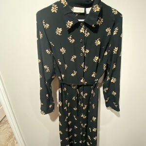 Black Floral Button up dress